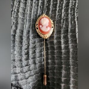 Vintage Signed Trifari Cameo Stick Pin